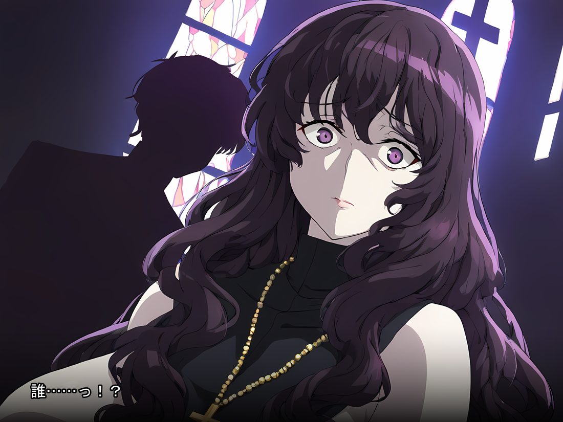Adult CG page 2 — close-up, hand on the curtain
